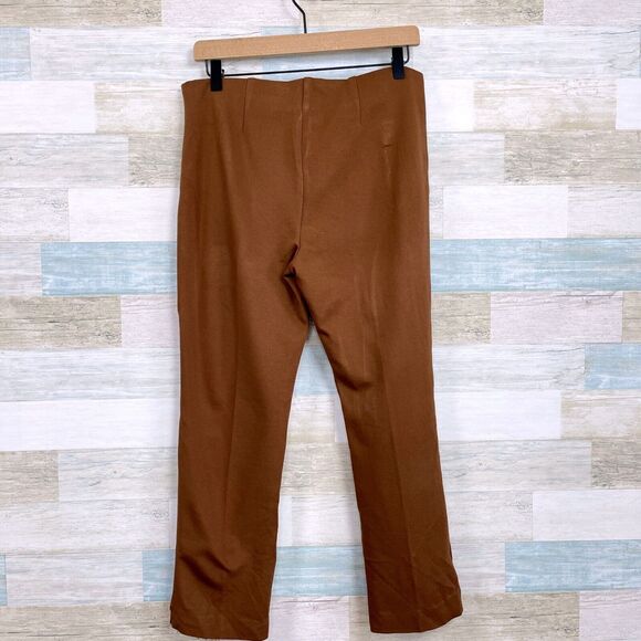 Chicos Juliet Ponte Pull On Pants Brown High Rise Slim Straight Work Womens 0 S - Picture 4 of 7